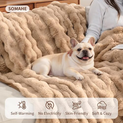 Dog Blanket, Reversible Sherpa & Bubble Fleece Pet Throw, Ultra-Soft Plush for Medium Dogs, Machine Washable, Anti-Static, Warm & Cozy, 39"×31" Inch Coffee - color: Coffee, size: 39"L x 31"W Inches