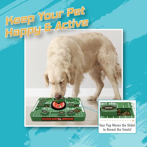 Pets First NFL Cleveland Browns Large Puzzle Toy, New Size, Interactive Dog Treat & Slow Feeding Toy - color: CLEVELAND BROWNS, size: Large