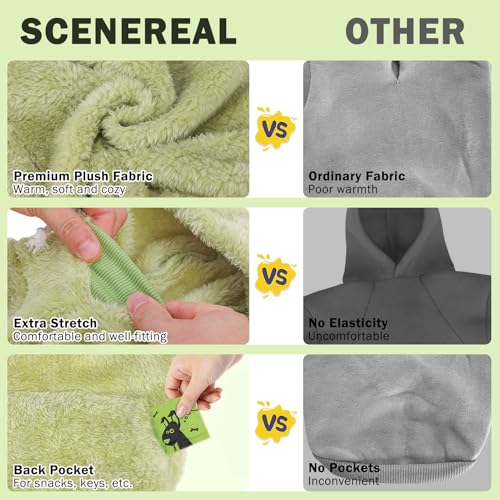 SCENEREAL Fleece Dog Sweaters Hoodie for Small Medium Large Dogs Girls Boys, Plush Fuzzy Dog Clothes Hoodies with Leash Hole, Winter/Fall Puppy Cold Weather Coat, Sherpa Hooded Sweatshirt, Green M - color: Green, size: Medium