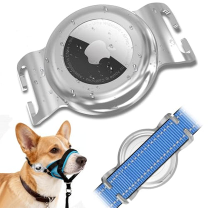 SANKALA Airtag Dog Collar Holder, Chew-Proof Stainless Steel & Waterproof Airtag Holder, Slide-On Opening Design, Fits Snap Closure Collars, Full Coverage Protective Case (Medium, 1 Pack) - size: Medium