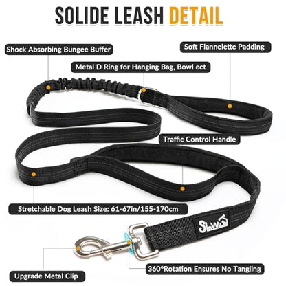 Lukovee No Pull Dog Harness and Leash Set - Heavy Duty Dog Vest with Soft Velvet Padding for Medium Large Dogs, Adjustable Reflective Tactical Harness with 2 Control Handles & Front Clip (XL, Yellow) - color: Brown, size: X-Large
