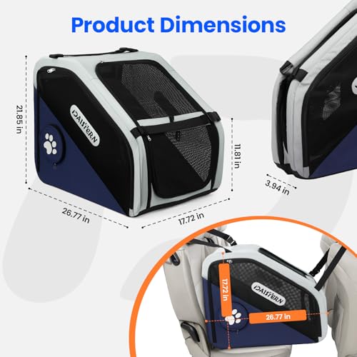 Collapsible Dog Crate for Travel, Portable Pet Crate for Small & Large Dogs, Soft-Sided Car Kennel with Heavy-Duty Metal Frame, Mesh Windows, Feeding/Comfort Access for Backseat Trunk Blue - color: Blue