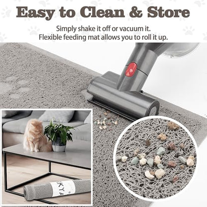 Darkyazi Cat Litter Box Mat for Floor Litter Trapping Mat Non-Slip Backing, Scatter Control, Easy Clean, Water Resistant, Soft on Paws (15.75" x 11.75",Gray Sand) - color: Gray Sand