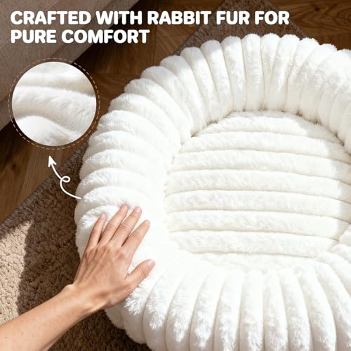Self Warming Cat Bed, Donut Pet Bed for Indoor Cats and Small Dogs, Self-Heating Dog Bed with Non-Slip Bottom, Winter Comfort Dog Beds for Puppies, Washable & Portable Egg Tart Shape (S) - size: 23*23*8 inches
