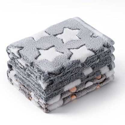 1 Pack 3 Blankets Super Soft Fluffy Premium Fleece Pet Blanket Flannel Paw Printed Throw for Dog Puppy Cat (Large 41x31'', Star, Bone, Love) - color: Stars, Bone, Love, size: 41x31 inch(Pack of 3)