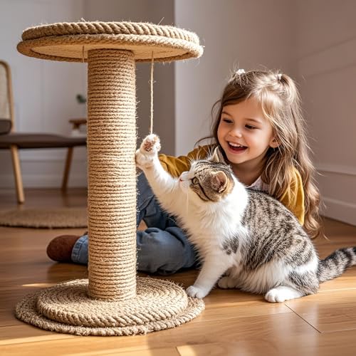 PowerKing Natural Sisal Replacement Scratching Post, 4 Pieces M8 Cat Scratch Post Refill Pole Parts for Refurbishment, White, Include Screws (Nature-15.7''+15.7''+7.87''+7.87'') - color: Beige, size: 15.7''+15.7''+7.87''+7.87'' (2.67''Thick)