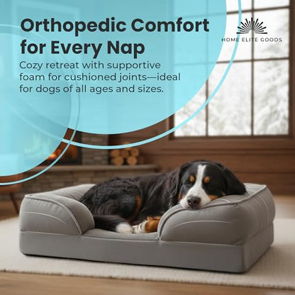Orthopedic Dog Bed Memory Foam Pet Sofa with Bolsters, Waterproof Liner, Easy to Clean Washable Cover & Non-Slip Bottom – Calming for Small, Medium & Large Dogs