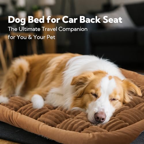 Dog Bed for Car Back Seat Soft Plush Backseat Pet Bed Mat Non-Slip Travel Pet Mat, Fuzzy Plaid Dog Seat Cover, Fit for Backseat Extenders and Trucks SUVs (Dark Brown, 54" x 24.8") - color: Dark Brown