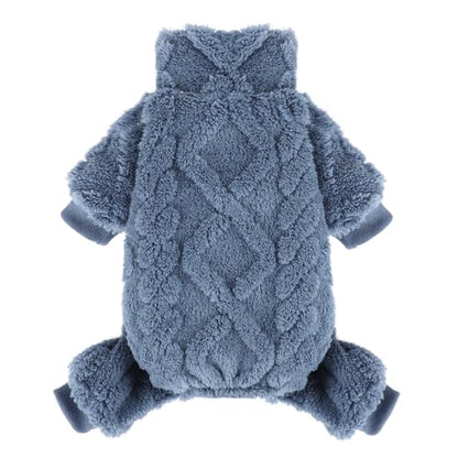 Dog Sweater Fleece Turtleneck Winter Dog Clothes for Small Dogs Girls Boy, Warm Fleece Puppy Pajamas Onesies, Pet Clothes Puppy Sweater Pjs, Doggy Jumpsuits Doggie Outfit,Blue,M - color: Blue, size: Medium (Chest 17in )