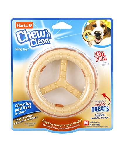 Hartz Chew ‘n Clean Chew Toy and Treat in One Chicken Flavored Ring Dog Toy, Medium - color: Ring, size: Medium (1 Count)