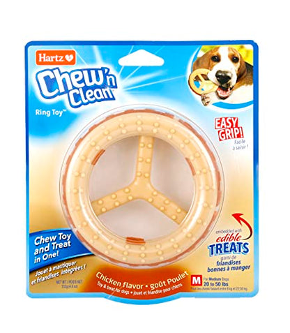 Hartz Chew ‘n Clean Chew Toy and Treat in One Chicken Flavored Ring Dog Toy, Medium - color: Ring, size: Medium (1 Count)