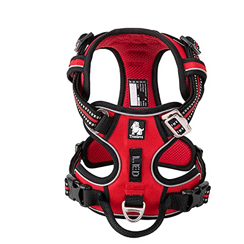 True Love No Pull Dog Harness Extra Reflective Pet Harness for Small Medium Large Dogs Adjustbale for Running Walking Padded Soft Mesh Vest Easy Control TLH56512(Red,S) - color: Red, size: S