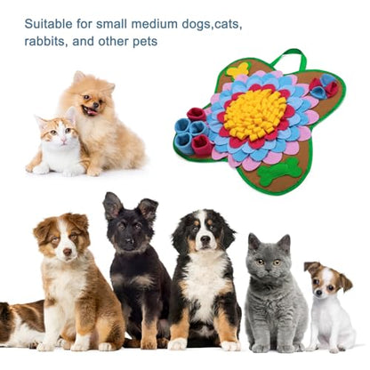 Snuffle Mat for Dogs, 20''*20'' Interactive Foraging Puzzle Blanket, Dog Feeding Mat with Non-Slip Bottom, Foldable Pet Snuffle Mat for Sniffing, Slow Feeding and Stress Release
