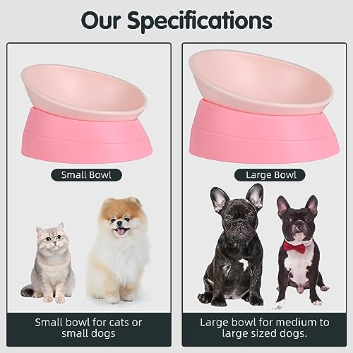 Bulldog Bowl Anti-Slip Dog Cat Dish Detachable Rubber Dog Bowl Pet Sterile Tilted Pet Feeder Slope Base (Pink, 3.5 Cup (Medium/Large Dog)) - color: Pink, size: 3.5 Cup ( Medium/Large Dog )