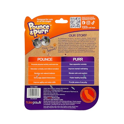 Pounce & Purr® Plush Cat Toys, Catnip & Silvervine Infused, Shiny Iridescent Accents, Interactive Play Toys for Cats & Kittens (Colorful Seashine Series) - color: Seashine