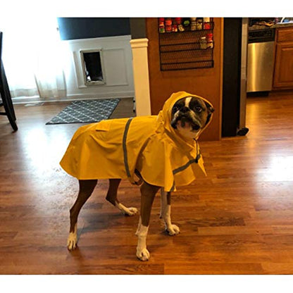 NACOCO Large Dog Raincoat Adjustable Pet Water Proof Clothes Lightweight Rain Jacket Poncho Hoodies with Strip Reflective (M, Yellow) - color: Yellow, size: Medium (Pack of 1)
