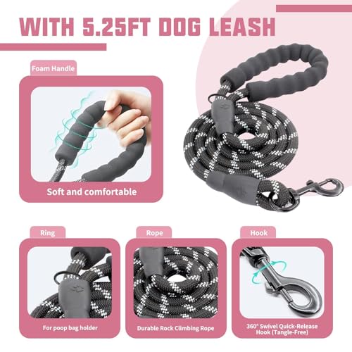 AUROTH Dog Harness and Leash Set, Soft Padded Service Dog Vest with 5.25FT Dog Leash, No Choke, Easy On Pet Vest, Adjustable Reflective No Pull Dog Harness for Large Dogs, Easy Walking and Training - color: Pink, size: Large