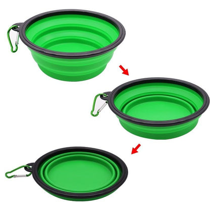 Collapsible Dog Bowls with Bottle Carrier, 1 Pack Travel Dog Water Bowl Upgraded Carabiner, One-Piece Molded Rim No Fall Off or Crack, Foldable Silicone Portable for Pets Walking Hiking 12oz,(Green) - color: Green