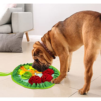 WishLotus Slip-Free Pet Snuffle Mat with Hanging Rope, Snuffle Mat for Dogs to Consume Energy and Relieve Stress, Pet Snuffle Mat for Rabbits, Hamsters, and Dogs to Improve Digestion (Three Flowers)