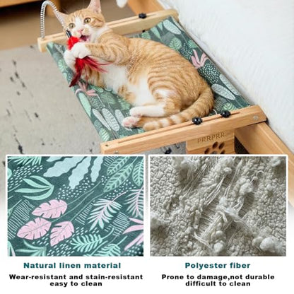 Cat Window Perch for Large Cats Inside, Sturdy Cat Window Hammock Seat with Cooling Mat, Adjustable Cats Platform Bed Shelf Fits Windowsill, Bedside, Desk, Drawers and Cabinet