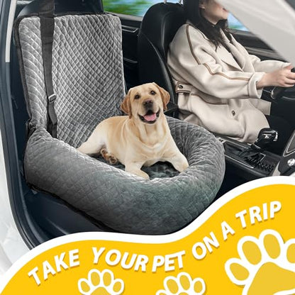 Dog Car Seat for Small Medium Dogs,Detachable Washable Travel Safety Pet Booster Seat, Comfy Ultra Soft and Multifunctional Car Travel Bed,Grey - color: Gray, size: Small