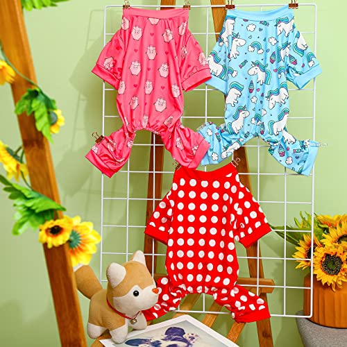3 Pieces Dog Pajamas Puppy Soft Pets Clothes Dog Jumpsuit for Small Medium Large Pets Cute Apparel Bodysuits for Girl and Boy, 3 Styles(L Fits 7.7-9.9 lbs) - size: L Fits 7.7-9.9 lbs