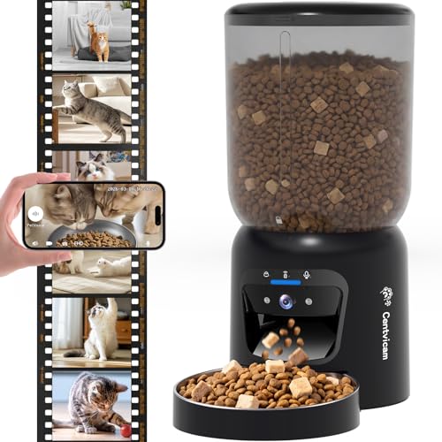Automatic Cat Feeder with 2K HD Camera: 5G WiFi Automatic Dog Feeder with Night Vision, Auto Cat Food Dispenser with 6L Large Food Storage for Multiple Pet, Detachable for Easy Clean -24 Cup - color: Cat Feeder With Camera