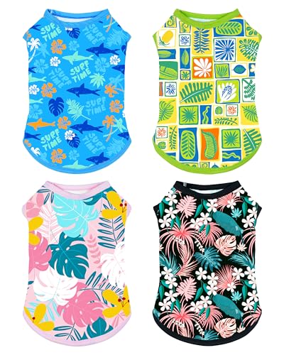 PET SHOW 4 Pack Dog Hawaiian Shirts for Large Dogs UPF 50+ UV Sun Protection Summer Cool Clothes Tank Top Floral Dog T-Shirts Pet Holiday Party Sleeveless Vest Boy Girl(XXX-Large) - size: XXX-Large