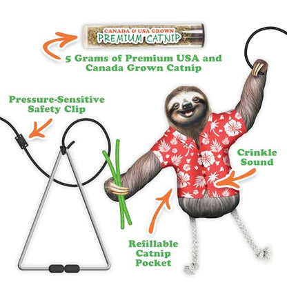 Meowijuana Jump 'n' Jamb Door Hanging Cat Toy | Sloth | Refillable Interactive Catnip Toy | Promotes Play and Cat Health | Includes Potent Catnip Grown in North America - color: Sloth Bundle