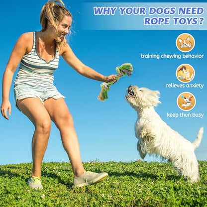 Pet Chew Rope Toy for Teething, Entertainment & Interaction, Knots Weave Cotton Rope, Biting Small Ball Tough Chew Toys for Dogs & Cats, 4 Pack - style: 4 PACK
