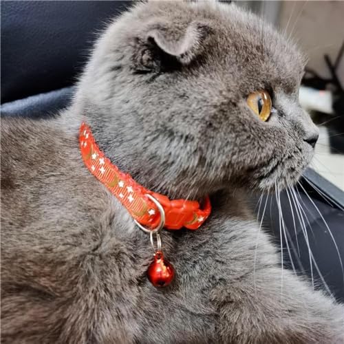 Reflective Cat Collars with Bell 2-Pack Girl Boy Pet Kitten Collar with Star Moon Patetrn Adjustable 7.5-12.5 Inch (Purple) - color: Purple