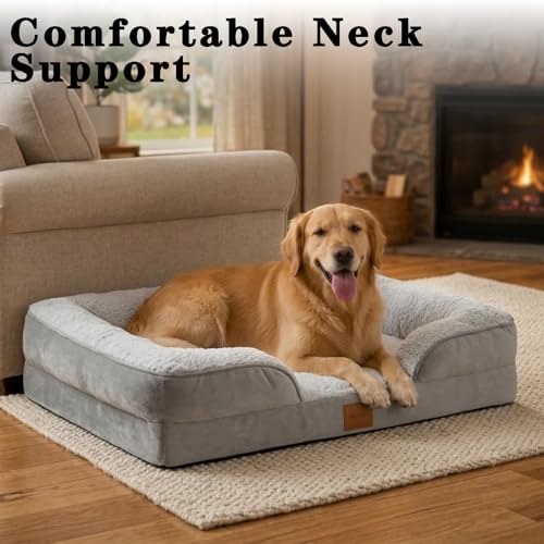 Orthopedic Memory Foam Medium Dog Bed,Waterproof Small Pet Beds,Washable Removable Cover Dog Couch,Support for Joint Pain.(Grey, Medium) - size: Medium