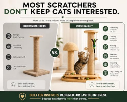 PurrTracks Dual-Track Cat Scratcher with Feather Toy