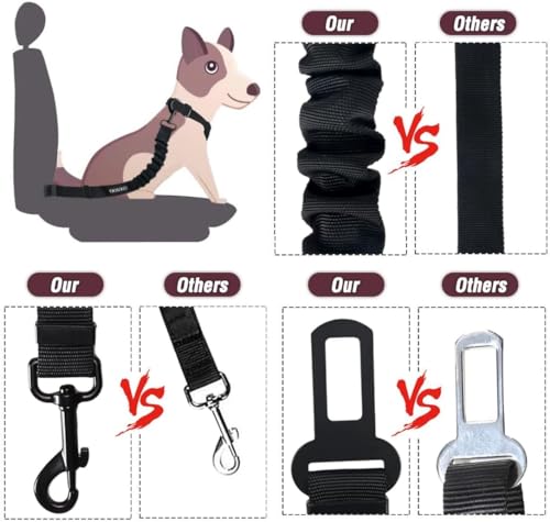 Dog Seat Belt,Retractable Dog Car Harness Seat Belt for Car Adjustable Nylon Pet Safety Seat Belts Heavy Duty & Elastic Bungee Buffer - color: 11-Fuchsia