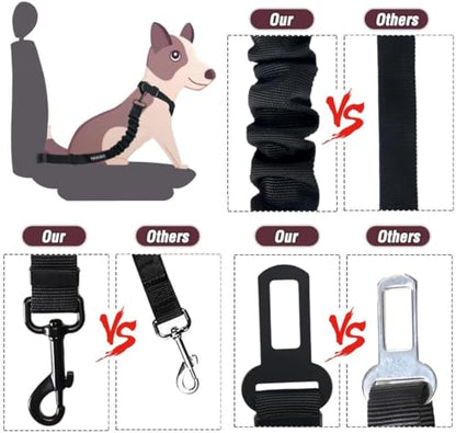 Dog Seat Belt,Retractable Dog Car Harness Seat Belt for Car Adjustable Nylon Pet Safety Seat Belts Heavy Duty & Elastic Bungee Buffer - color: 11-Fuchsia