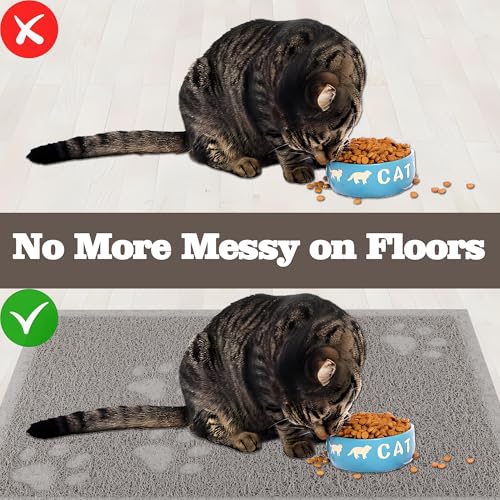 Darkyazi Cat Litter Box Mat for Floor Litter Trapping Mat Non-Slip Backing, Scatter Control, Easy Clean, Water Resistant, Soft on Paws (15.75" x 11.75",Gray Sand) - color: Gray Sand