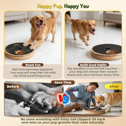 Zenflux Dog Nail Scratch Board with Treat Box, Dog Scratch Pad for Nails, Adjustable Interactive Dog Nail File Toy for Stress-Free Grooming, Treat Puzzle Scratch Board for Dogs, Black