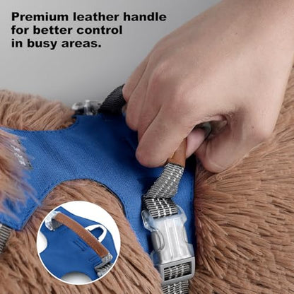 No Pull Dog Harness – Adjustable Reflective Nylon Vest for Small Medium Large Dogs, Escape Proof Training Harness with Leather Control Handle, Lightweight Aluminum Hardware (Royal Blue, S) - color: Royal Blue, size: S