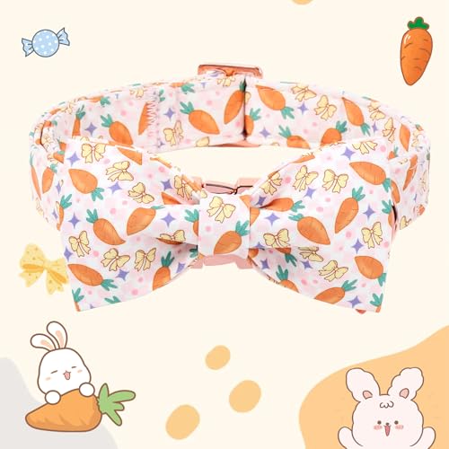 DOGWONG Easer Dog Collar with Bow,Pink Easter Dog Collar, Adjustable Durable Soft Carrot Easter Dog Collars for Male Female Puppy,S - color: C-Carrot bow, size: S