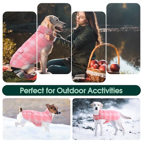 Kuoser Reversible Winter Coat, British Style Jacket for Small Dogs, Warm Windproof Puppy Cold Weather Clothes Vest, Pink XS - color: Pink, size: XS (Chest Girth: 9.4-13.8'')