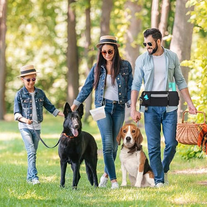 Dog Treat Pouch for Leash Waist Belt Bag, Premium Dog Treat Bag for Dogs Training Puppy Walking Fanny Pack with Divider Zipper Carrier Pocket, Water Bottle Holder, Silicone Insert,Clip,Black - color: black