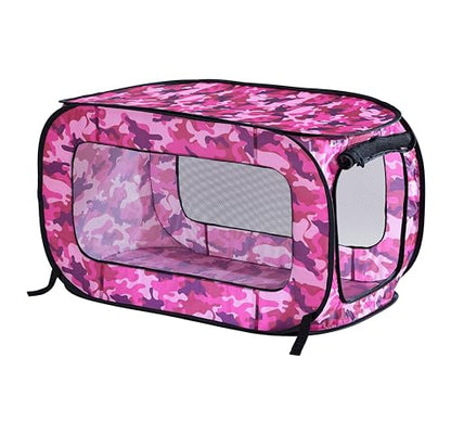 Beatrice Home Fashions Portable, Collapsible, Pop Up Kennel Travel Cat and Dog Crate, 32.5" L x 19.5" W x 19.5" H, Camo Pink - color: Camo Pink, size: 32.5"L x 19.5"W x 19.5"H