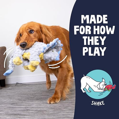 goDog Dinos Frills Squeaky Plush Dog Toy with Chew Guard Technology, Durable Fabric & Squeaker for Active Play, Gray, Large - color: Dinos Frills (Gray), size: Large
