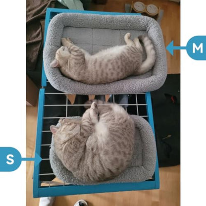 Small Cat Bed Mat, 22" x 16" Plush Cushion with Surrounding Pillow for Small to Meidum Dogs Cats Sleeping, Indoor Pet Beds Furniture Carrier Crate Anti Skid Pad, Washable, Medium - color: M (22 x 16 inch)