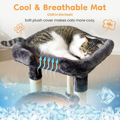Multi-Level Cat Tower with Scratching Posts, Cat Tree with Double Cat Bed & Hanging Toys, Cute Climbing Tower with Sisal Scratcher for Kittens & Adult Cats, Grey - color: Grey