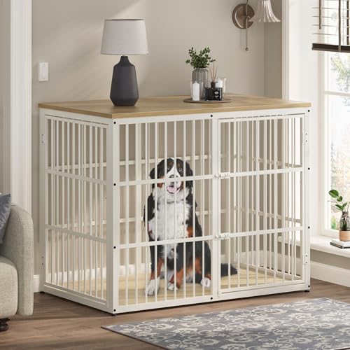 Lyromix 48'' XXL Dog Crate Furniture with 3 Doors,Wooden Crate End Table Heavy Duty Indoor Combination Cage for Medium to Large Dogs, Multiple Units Can be Combined, Natural Beech - color: Natural Beech, size: XXL(47.24''×29.13''×37.6'')