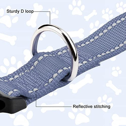 Reflective Dog Collar, Sturdy Nylon Collars for Puppy and Extra Small Girl and Boy Dogs, Adjustable Dog Collar with Quick Release Buckle,Gray,5/8" Width - color: Gray, size: X-Small Plus (Pack of 1)