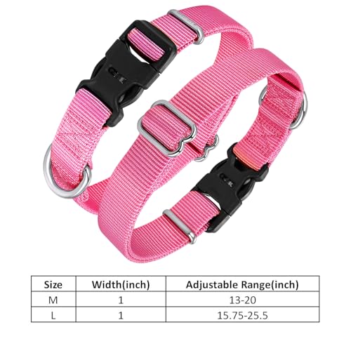 Mikivery Nylon Dog Collar with Quick Release Buckle Soft Adjustable Sturdy for Small Medium Large Dogs Pink,M - color: BabyPink, size: M：13"-20"