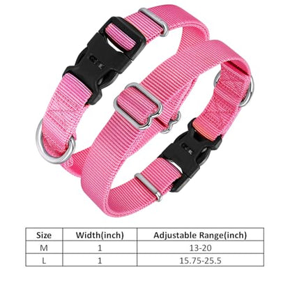 Mikivery Nylon Dog Collar with Quick Release Buckle Soft Adjustable Sturdy for Small Medium Large Dogs Pink,M - color: BabyPink, size: M：13"-20"