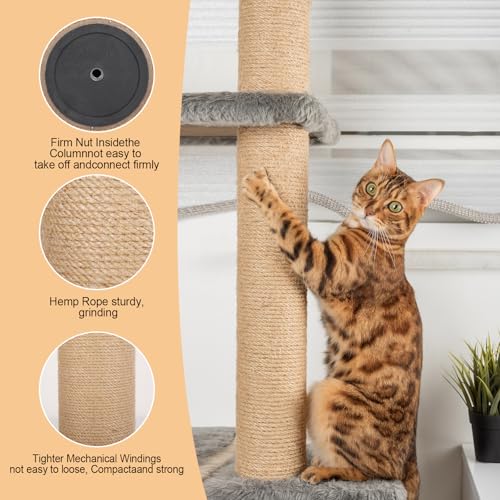 6 Pack Cat Scratching Post Replacement, 15.7 x 3.8 Inches Jute Rope Scratching Post Refill with M8 Screws for Indoor Kittens Tower (Yellow)